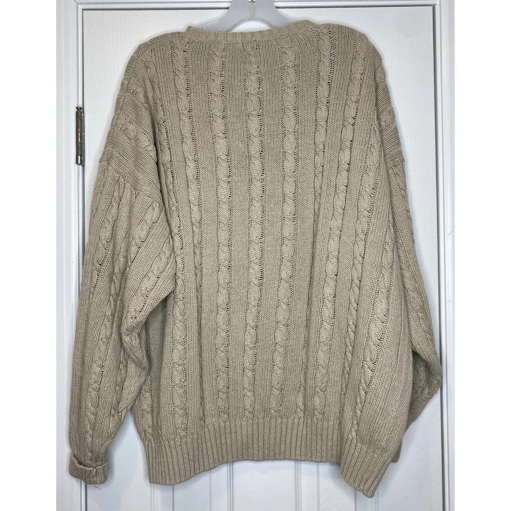 Gap Men's Vintage‎ Linen Blend Cable Knit Sweater Beige Tan Size XL